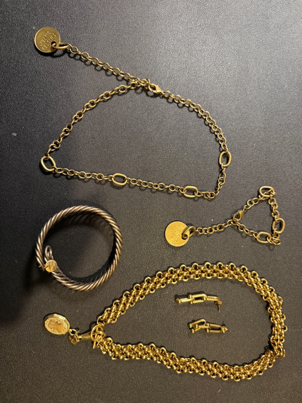 Gold-Tone Mixed Chain Necklace Set - Women's Fashion Necklace (Gold)